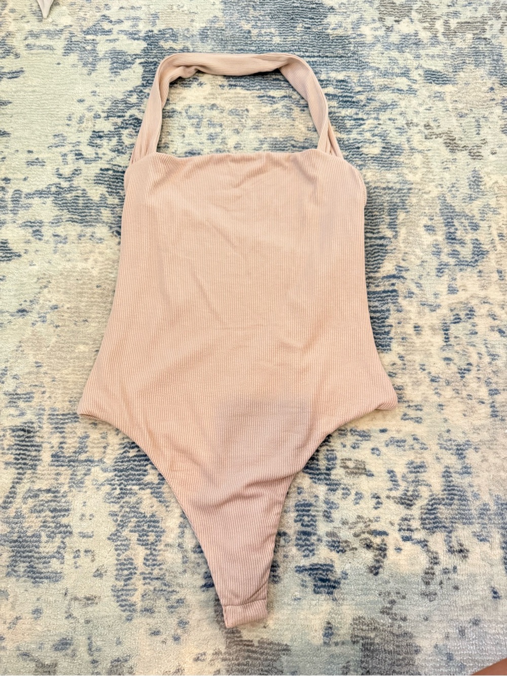 superdown Blush Pink Ribbed Halter Bodysuit